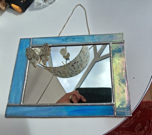 Blue stained glass mirrow - stained,