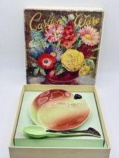 Rare Vintage Handpainted Carlton Ware Apple Dish  & Spoon In Original Box
