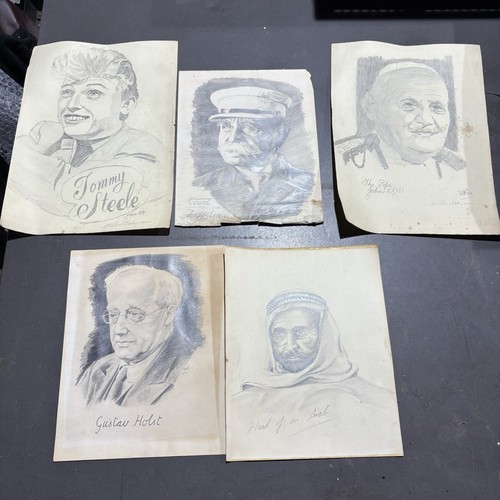 Vintage 1950s pencil portrait - 1950s,