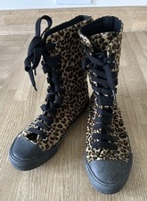 Underground England Leopard Print Boots FVT 231 12 Eyelets Womens Size UK 5