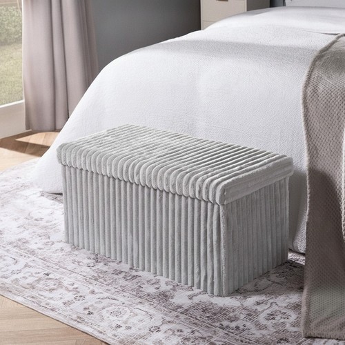 Large grey storage ottoman - large,