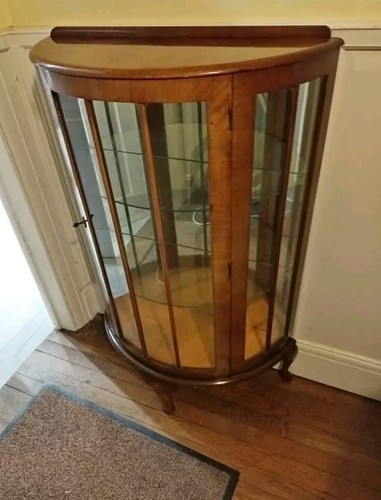 Curved front walnut display - curved,