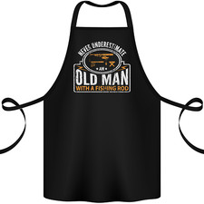 An Old Man With a Fishing Rod Fisherman Cotton Apron 100% Organic