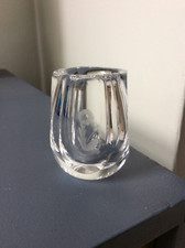 Mid-Century Sven Palmqvist Miniature Clear Glass Etched Vase Signed H-6 cm VGC