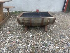 Solid Half Whisky Barrel oak planter horizontal/tub/cradle/trough/pot