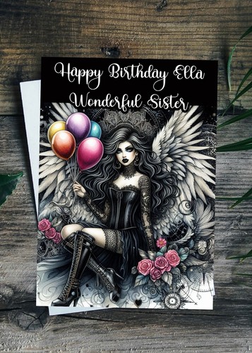Gothic birthday card goth - card, girl