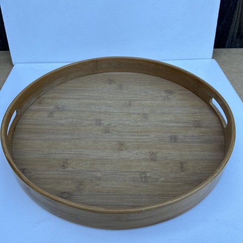 Round wooden serving tray - wooden, with