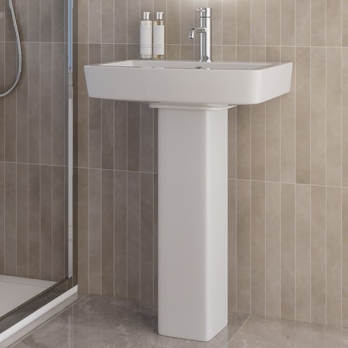 Modern pedestal basin 570mm - pedestal,