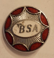 BSA Motor Cycle Vintage Enamel Pin Red/Silver Badge