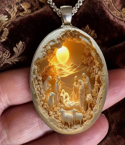 Oval nativity cameo glass - nativity,