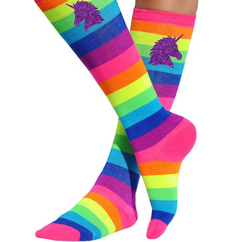 Women rainbow knee high - rainbow,