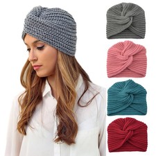 Women Turban Headscarf Knitted Cap Cancer Chemo Hat Hair Loss Headwear Head Wrap