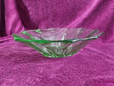 Vintage Art Deco Green Glass Oval Fruit Bowl