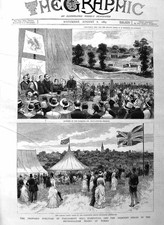 Original Old Antique Print 1885 Parliament Hill Hampstead Shaw-Lefevr Victorian