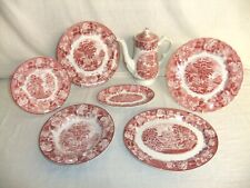 Woods Ware - English Scenery - PINK - vintage ironstone tableware - 6C6C #