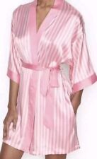 VICTORIA'S SECRET PINK CANDY STRIPE SATIN DRESSING GOWN ROBE SIZE M/L  