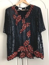 Frank Usher Silk Sequin Black