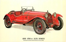 Postcard> VINTAGE CAR, 1932 1750CC ALFA ROMEO, 6 SERIES GRAN SPORTS MODEL