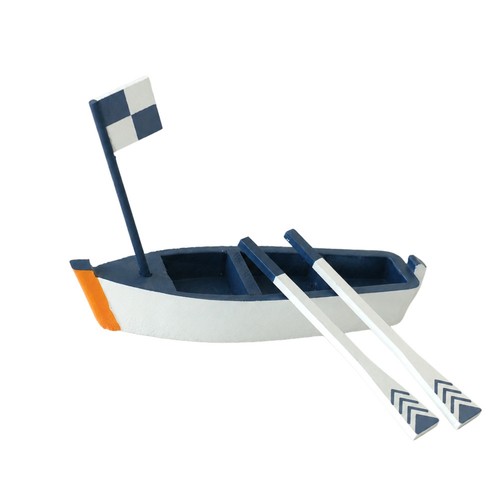 Wooden boat ornament checkered - boat,