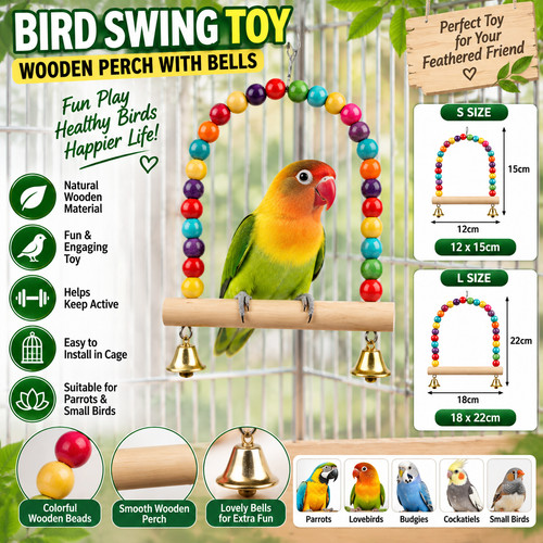 Bird swing toy - toy, wooden
