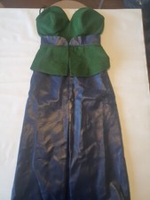 Women's Uk4 Three Floor Bandeau Midi Dress Green/blue