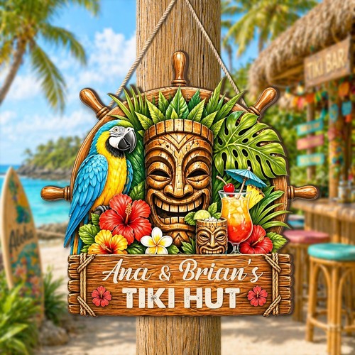 Personalized tiki bar wooden - tiki,