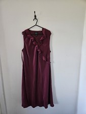 Laura Ashley 100% Silk Dress | UK 18Deep Berry Red | Ruffle Detail