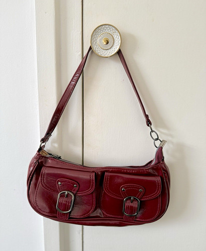 Burgundy patent faux leather - patent,