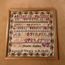 Antique needlework sampler - needlework,