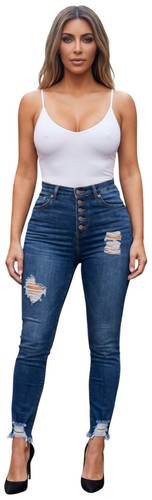 High rise blue wash stretch - high,