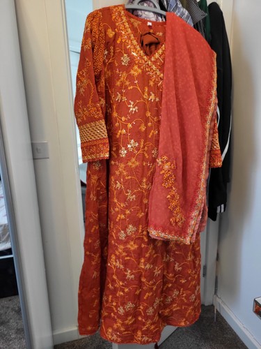 Pakistani line dress - dress, orange