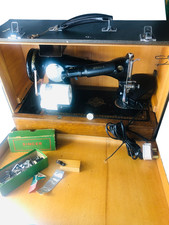 1950's Singer 15K Sewing Machine in Case Converted to Electric Vintage ra