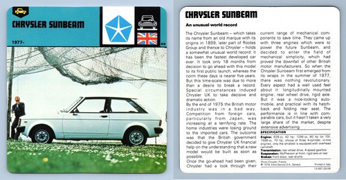 Chrysler sunbeam 1977 - 1977, gt