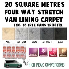 20 sqm Camper Van Lining Carpet - 4 Way Stretch + 10 Cans Trimfix Adhesive