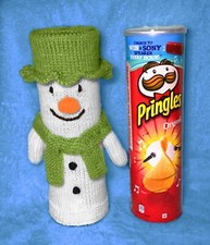 KNITTING PATTERN - Christmas The Snowman inspired Pringles Crisps Holder 26 cms