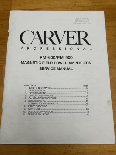 Carver 600 900 power - carver, pm-600