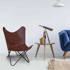 Butterfly Chair for Relaxing New Home Decor DarkBrown Leather With Foldable Iron