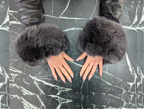 Fur fox cuffs dark - fur,