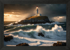 Lighthouse in Stormy Sea