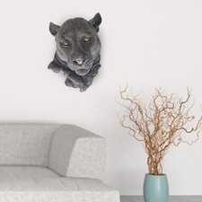 Lifelike Animal Head Statue ,Wall Mount Faux Resin Art Black Panther
