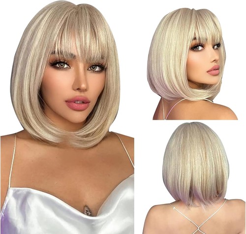Platinum blonde bob wig - bob, with