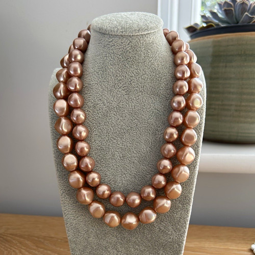 Double strand pink baroque - double,