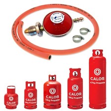 GAS BOTTLE PRESSURE REGULATOR 1m ORANGE HOSE SCREW ON CALOR LPG PROPANE CYLINDER