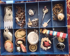 Selection of Costume Jewellery.  Cameos,  Brooches, Rings, Pocket Watch