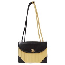 CHANEL Women's Mademoiselle Shoulder Bag in Black and Beige Lambskin with Gold H