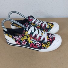 Rocket Dog Trainers Floral Flower Pattern Foam Comfort Canvas Plimsole UK 4 Used