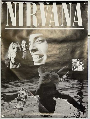 Nirvana 1990s black and white - black,