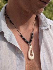 Mens Necklace Hei Matau Fish Hook Pendant Maori