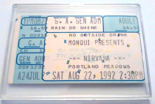 Nirvana ticket stub - 8/22/92, no