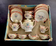 ANTIQUE c. 1900 1CHILDREN’S TEA SET FLORAL MINIATURE  PLAYSET DOLLS HOUSE